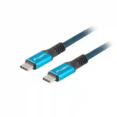 Cablu de date Lanberg CA-CMCM-45CU-0005-BK, USB-C - USB-C, 0.5m, Blue