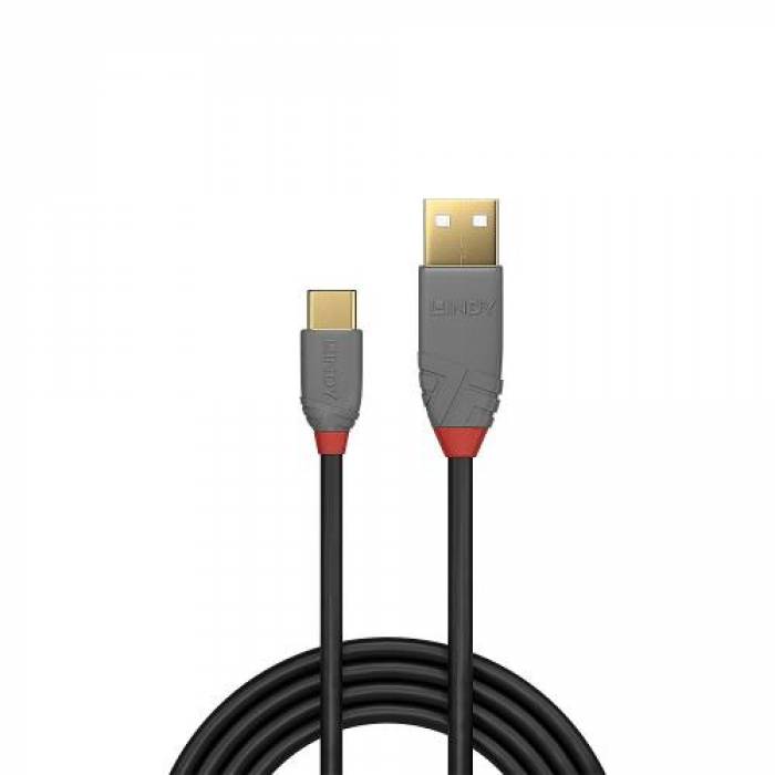 Cablu de date Lindy LY-36887, USB-A - USB-C, 2m, Black