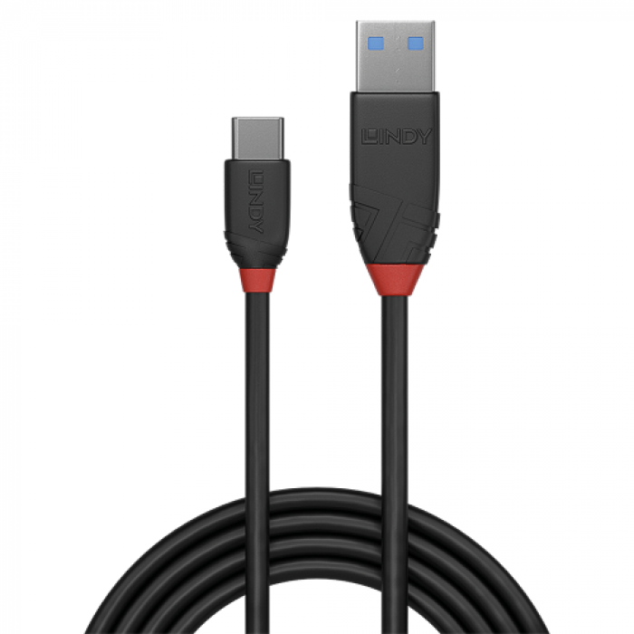 Cablu de date Lindy LY-36916, USB-C - USB-A, 1m, Black