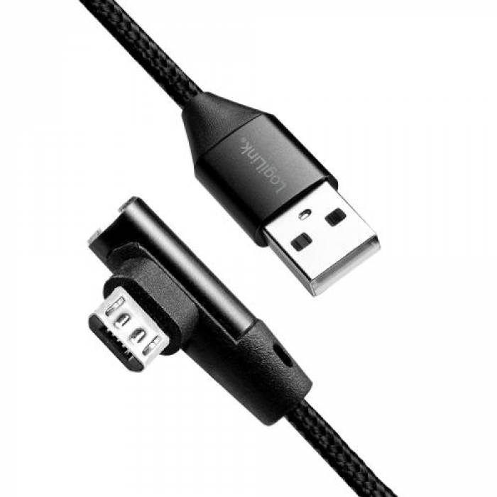Cablu de date Logilink CU0141, USB - micro USB, 0.3m, Black