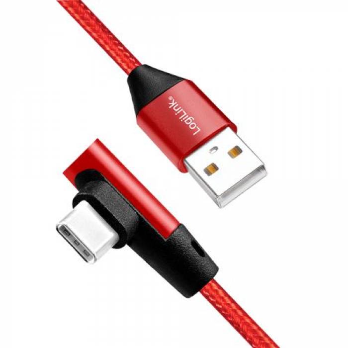 Cablu de date Logilink CU0145, USB - USB-C, 0.3m, Red