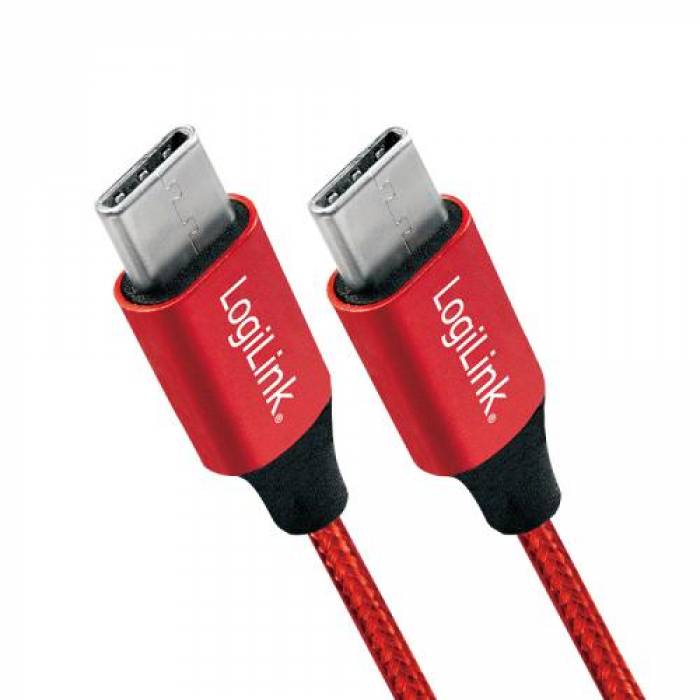 Cablu de date Logilink CU0156, USB-C - USB-C, 1m, Red