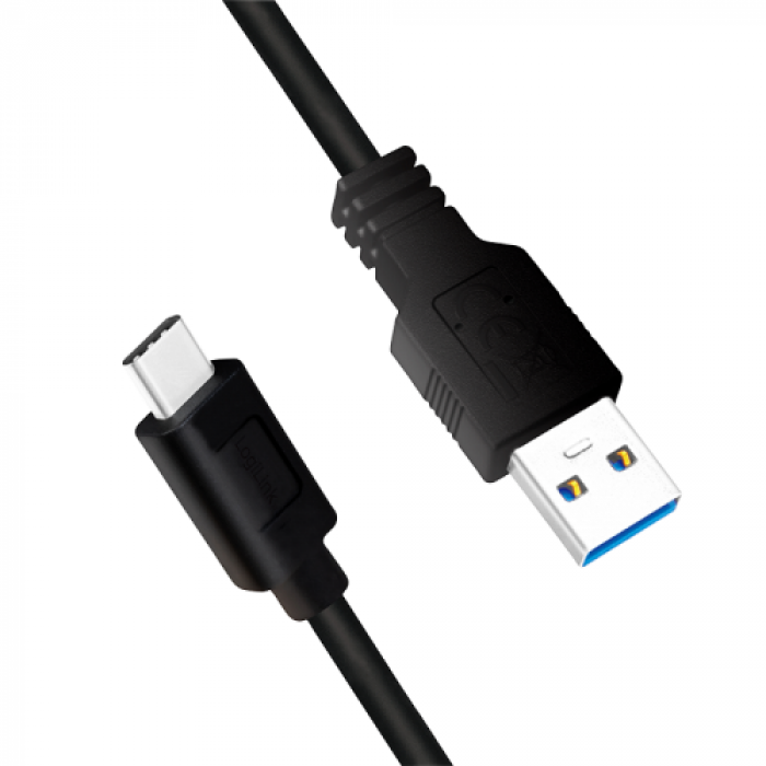 Cablu de date Logilink CU0166, USB - USB-C, 0.15m, Black