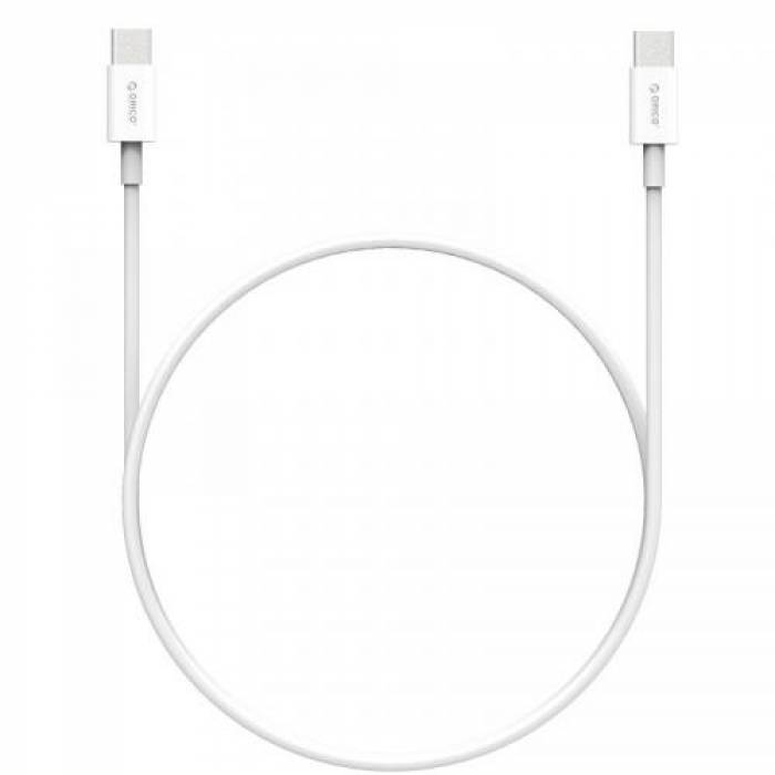 Cablu de date Orico BCU-10, USB-C - USB-C, 1m, White