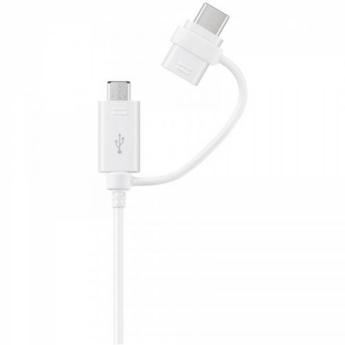 Cablu de date Samsung, USB - micro USB + USB-C, 1.5m, White