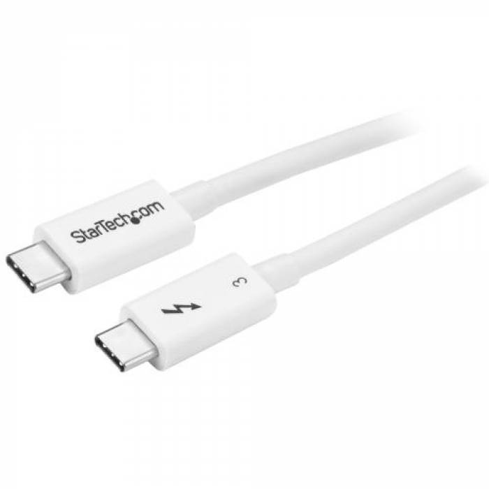 Cablu de date Startech TBLT34MM50CW, USB-C - USB-C, 0.5m, White