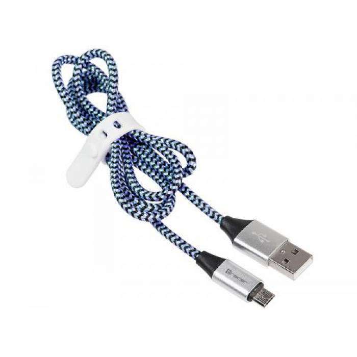 Cablu de date Tracer TRAKBK46263, USB 2.0 - micro USB, 1m, Black-Blue