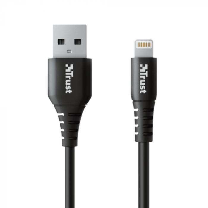 Cablu de date Trust Ndura, USB - Lightning, 1m, Black