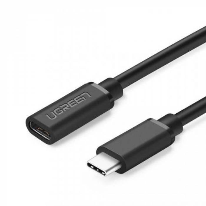 Cablu de date Ugreen ED008, USB-C female - USB-C male, 0.5m, Black