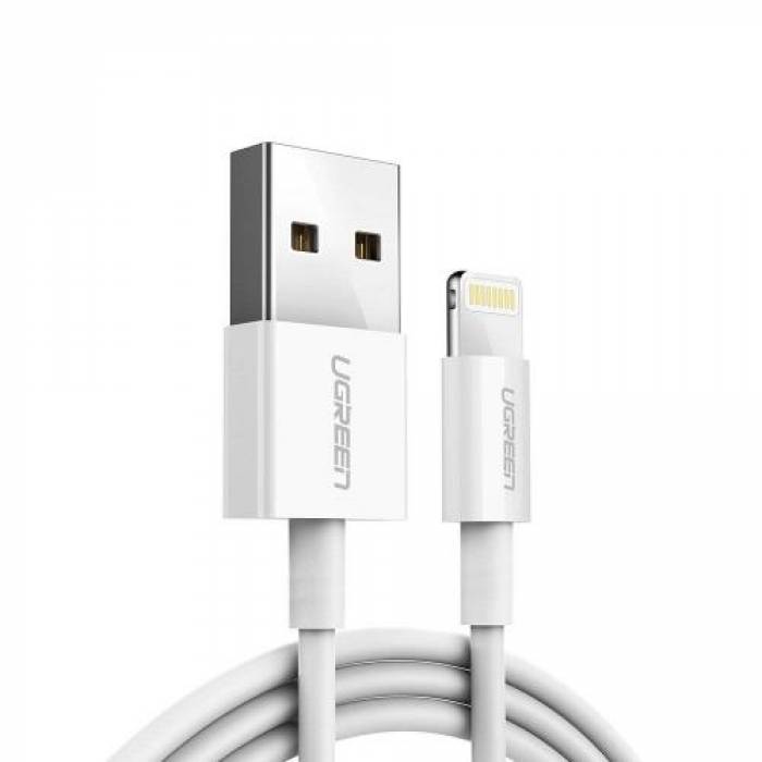 Cablu de date Ugreen US155, USB - Lightning, 1m, White