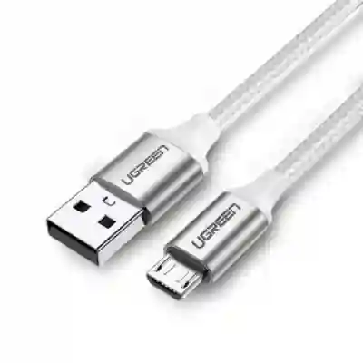 Cablu de date Ugreen US290, USB 2.0 - microUSB, 2m, White