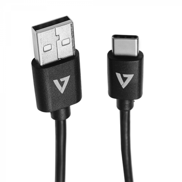 Cablu de date V7 V7U2AC-2M-BLK-1E, USB 2.0 - USB-C, 2m, Black