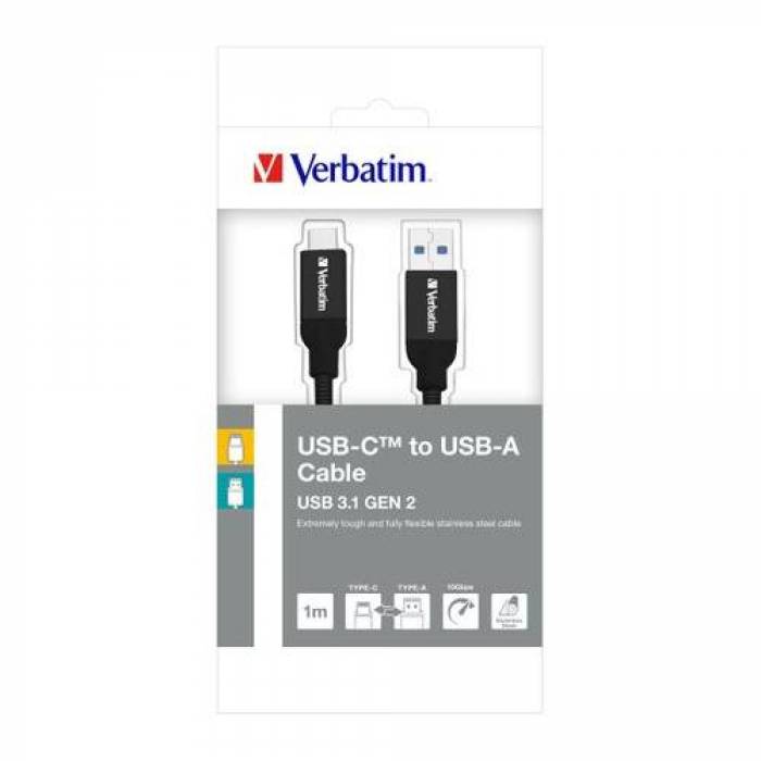 Cablu de date Verbatim 48871, USB - USB-C, 1m, Black