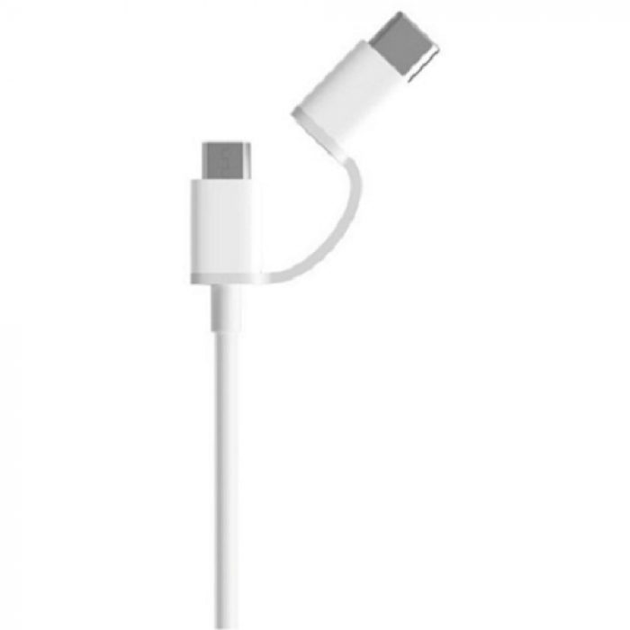 Cablu de date Xiaomi 15303, USB - microUSB + USB-C, 1m, White