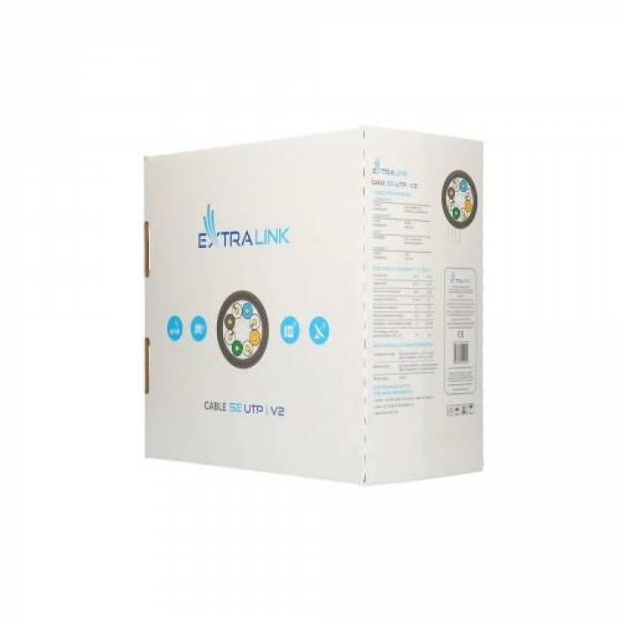 Cablu Extralink EX.10055, U/UTP, Cat5e, Rola 305m, Grey 