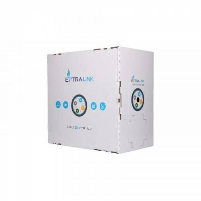 Cablu Extralink EX. 19706, F/UTP, Cat5e, Rola 100m, Black Cablu Extralink EX. 19706, F/UTP, Cat5e, Rola 100m, Black