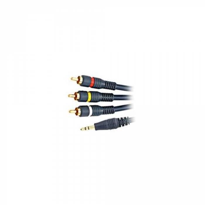 Cablu Gembird CCAP-4P3R-1.5M,  3.5mm jack - 3x RCA, 1.5m, Black