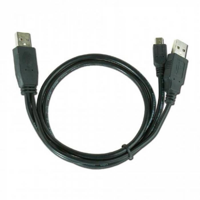 Cablu Gembird, USB 2.0 dual A - mini USB, 0.9m, Black