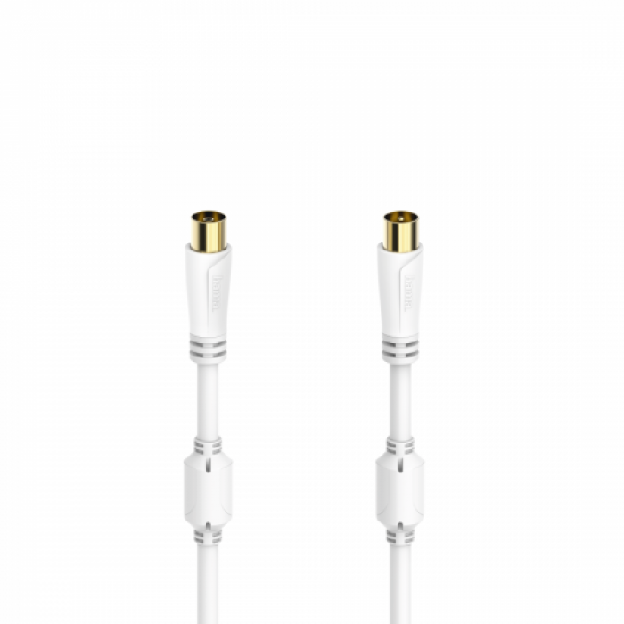 Cablu Hama 00205248, coaxial - coaxial, 5m, White