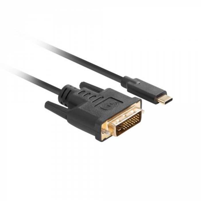 Cablu Lanberg CA-CMDV-10CU-0010-BK, USB-C - DVI-D, 1m, Black