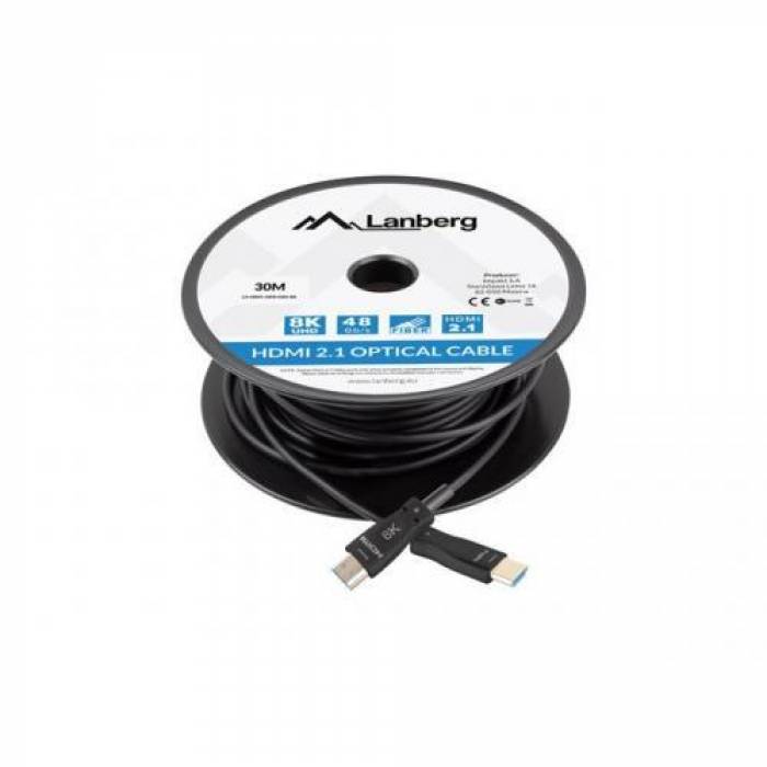 Cablu Lanberg CA-HDMI-30FB-0300-BK, HDMI - HDMI, 30m, Black