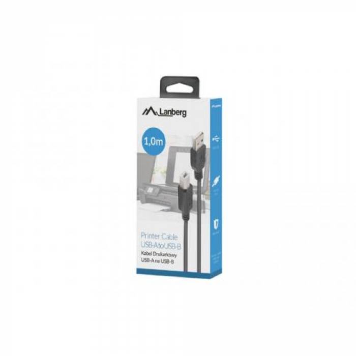 Cablu Lanberg CA-USBA-15CU-0010-BK, USB - USB-B, 1m, Black
