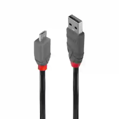 Cablu Lindy LY-36731, USB 2.0 - microUSB, 0.5m, Black