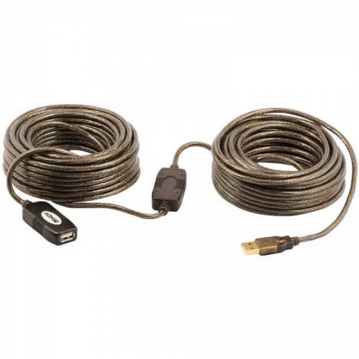 Cablu Lindy LY-42631, USB 2.0 Male - USB 2.0 Female, 20m, Brown