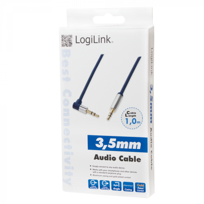 Cablu LogiLink CA11100, Jack 3.5mm - Jack 3.5mm, 1m, Blue