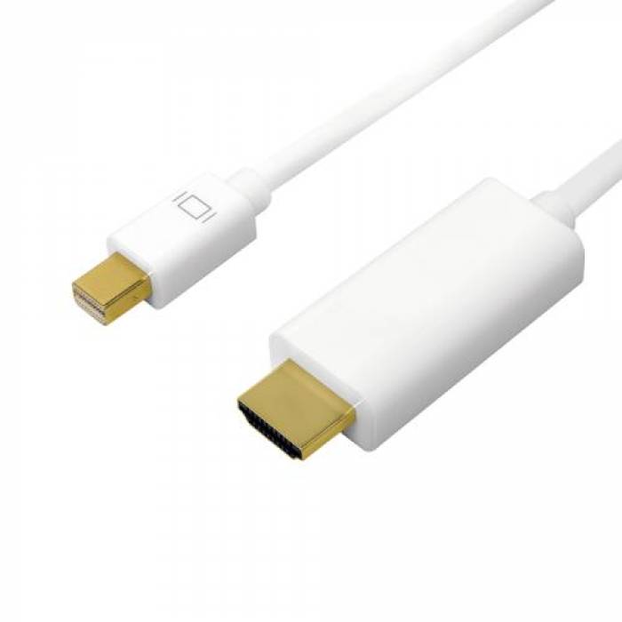 Cablu Logilink CV0123, mini DisplayPort - HDMI, 2m, White