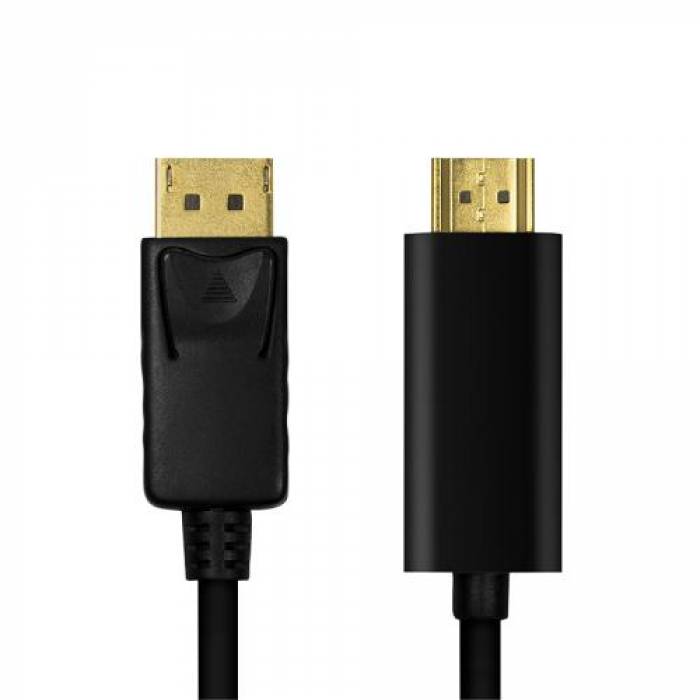 Cablu Logilink CV0129, DisplayPort - HDMI, 5m, Black