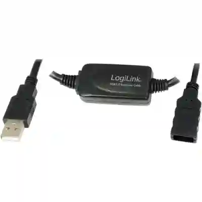 Cablu LogiLink UA0143 Repeater USB 2.0 A Male - USB 2.0 A Female, 10m, Black