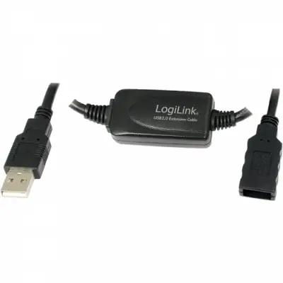 Cablu LogiLink UA0143 Repeater USB 2.0 A Male - USB 2.0 A Female, 10m, Black