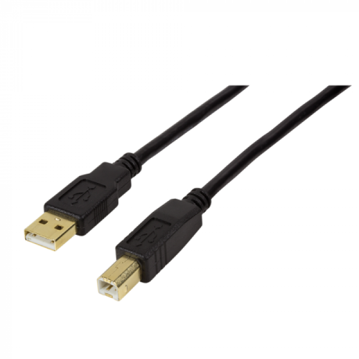 Cablu Logilink UA0264, USB-A Male - USB-B Male, 10m, Black