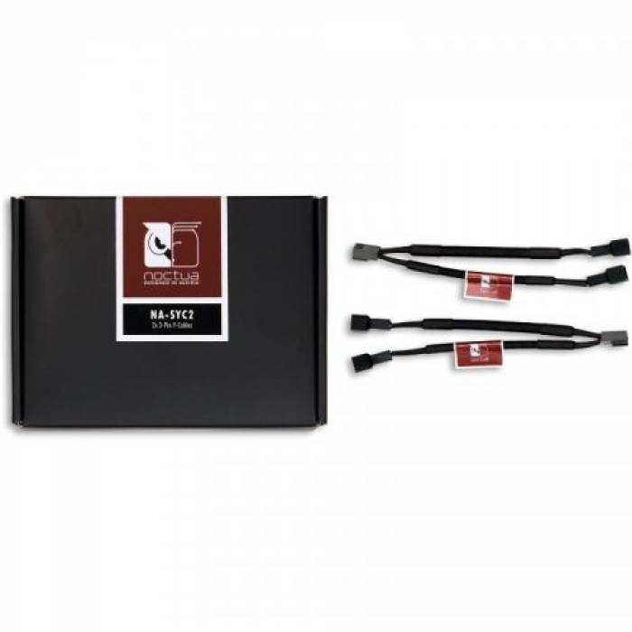 Cablu Noctua, 3-pin - 2x 3-pin, 0.115m, Black