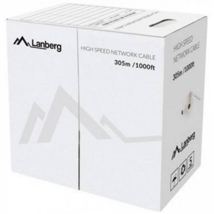 Cablu retea Lanberg LCU5-12CU-0305-S, Cat.5e, UTP, 305m, Black