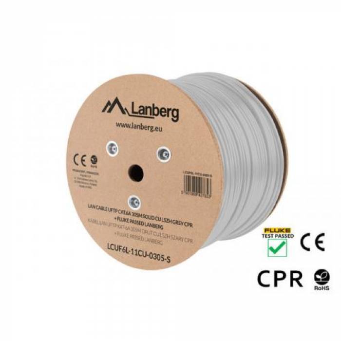Cablu retea Lanberg LCUF6L-11CU-0305-S, Cat.6A, U/FTP, 305m, Gray