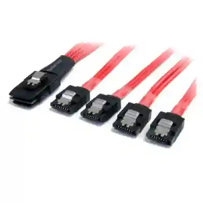 Cablu Startech SAS8087S4100, Mini SAS - 4x SATA 7pin, 1m, Red