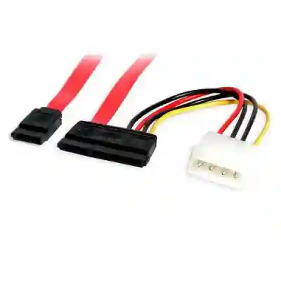 Cablu Startech SATA18POW, SATA - 4pin + SATA, 0.4m, Red