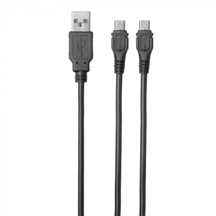 Cablu Trust GXT 222 Duo, USB - 2x micro USB, 3.5m, Black