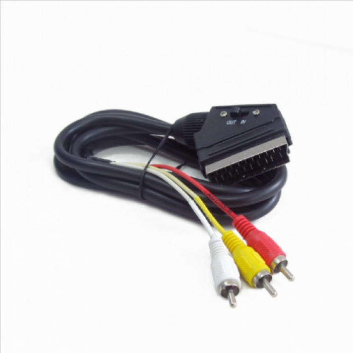 Cablu video Gembrid CCV-519-001, 3x RCA - Euro, 1.8m, Black