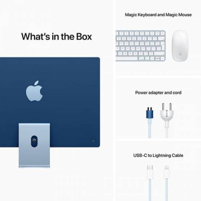 Calculator Apple iMac 4.5K Retina, Apple M1, 24inch, RAM 8GB, SSD 256GB, Apple M1 7-core, Mac OS Big Sur, Blue