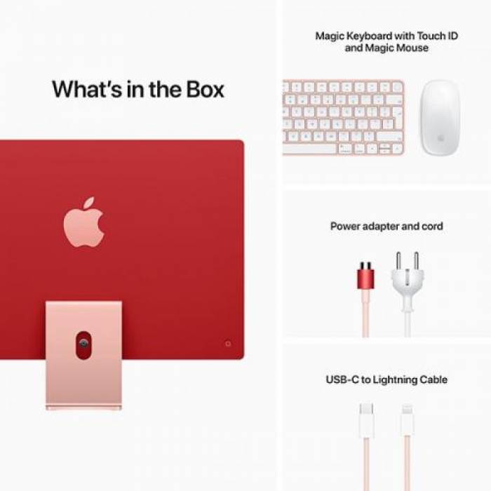 Calculator Apple iMac 4.5K Retina, Apple M1, 24inch, RAM 8GB, SSD 256GB, Apple M1 8-core, Mac OS Big Sur, Pink