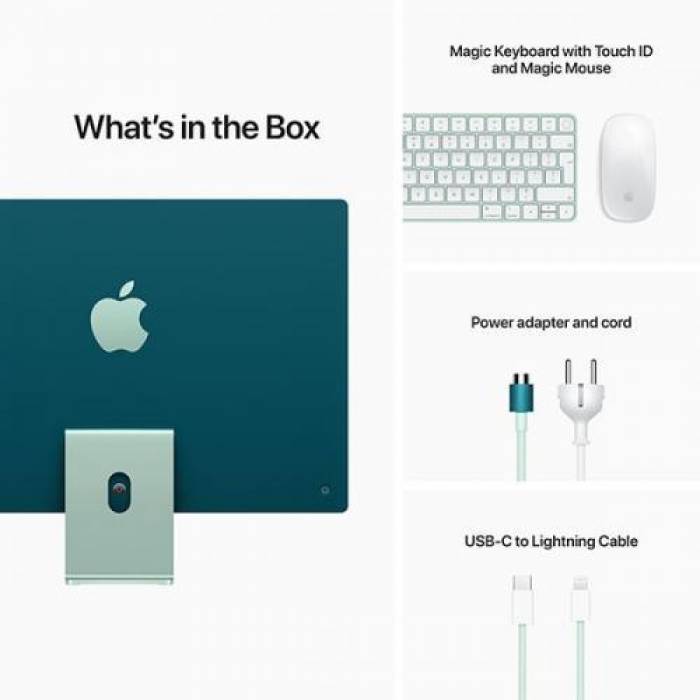 Calculator Apple iMac 4.5K Retina, Apple M1, 24inch, RAM 8GB, SSD 512GB, Apple M1 8-core, Mac OS Big Sur, Green