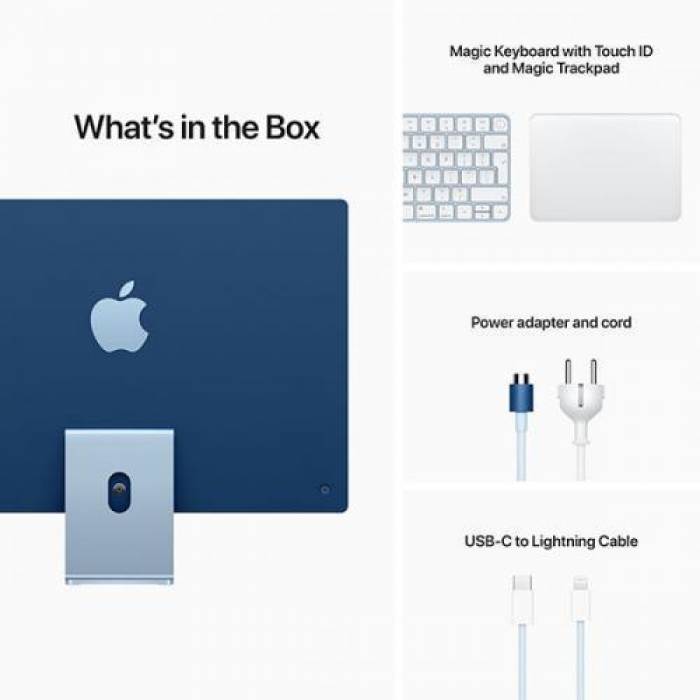 Calculator Apple iMac 4.5K Retina, Apple M1 Octa Core, 24inch, RAM 16GB, SSD 512GB, Apple M1 8-core, Mac OS Big Sur, Blue