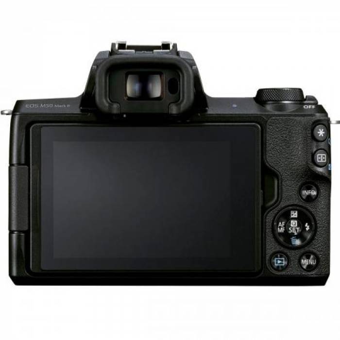 Camera foto Mirrorless Canon EOS M50 Mark II, 24.1 MP, APS-C, Black + Obiectiv EF-M 15-45mm f/3.5-6.3 IS STM Black