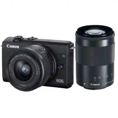 Camera foto Mirrorless Canon M200, 24.1 MP, Black + Obiectiv 15-45mm, Black + Obiectiv 55-200mm, Black