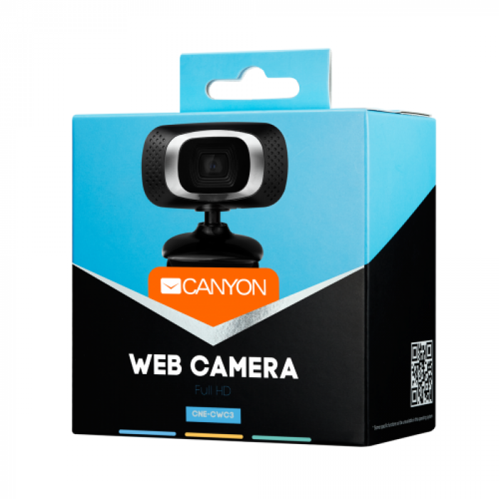 Camera Web Canyon CNE-CWC3N, 2MP, USB, Black-Silver
