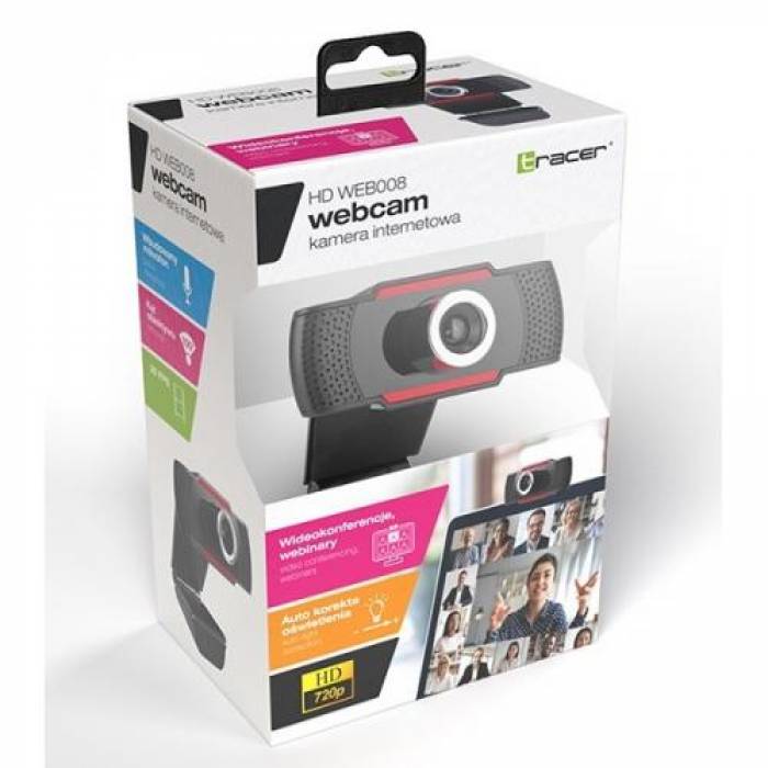 Camera Web Tracer HD WEB008, USB, Black-Red