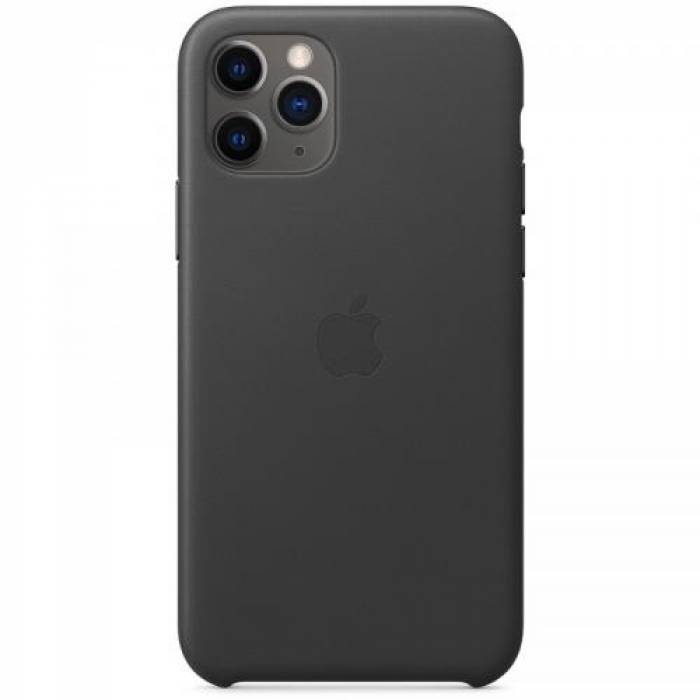 Capac de protectie Apple Leather Case pentru iPhone 11 Pro Max, Black